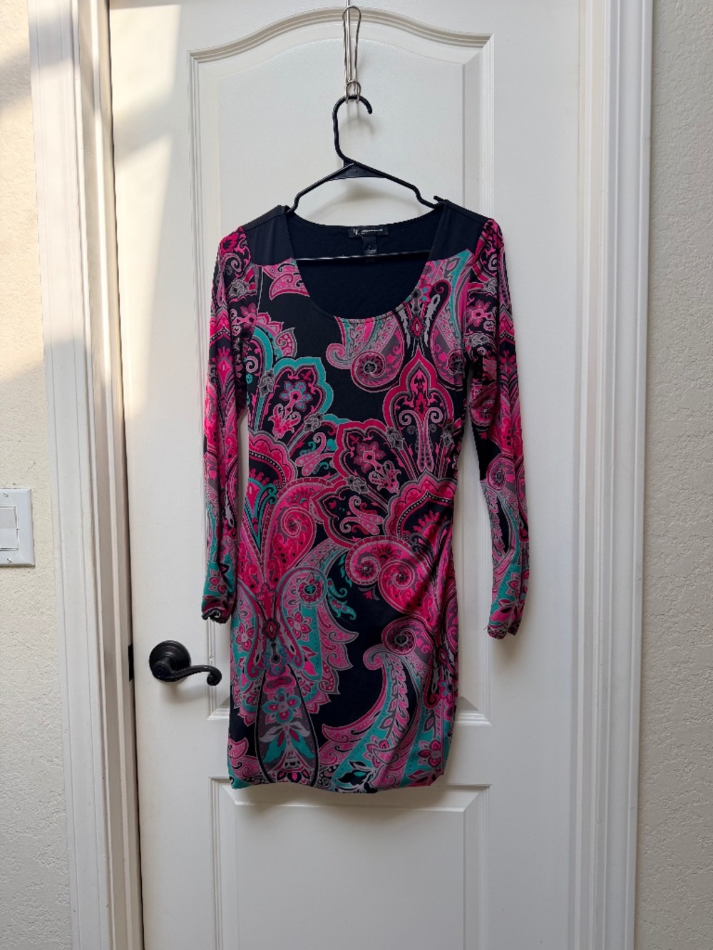 INC International Concepts Paisley Knit Dress | Size XS | Pink & Teal | Petite-F